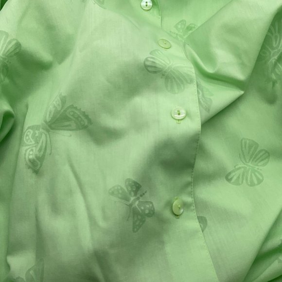 Foxcroft Women's Wrinkle Free Long Sleeve Butterfly Button Shirt 8P Mint Green - Picture 10 of 10